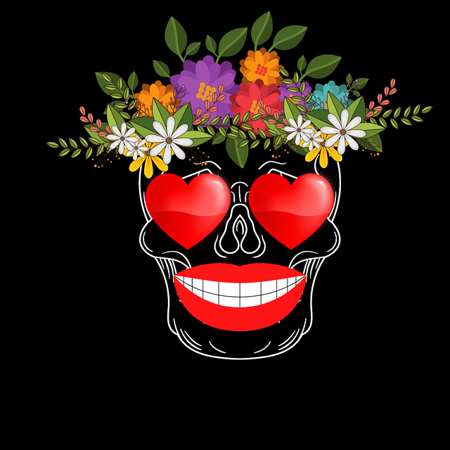 Free skeleton love flower illustration