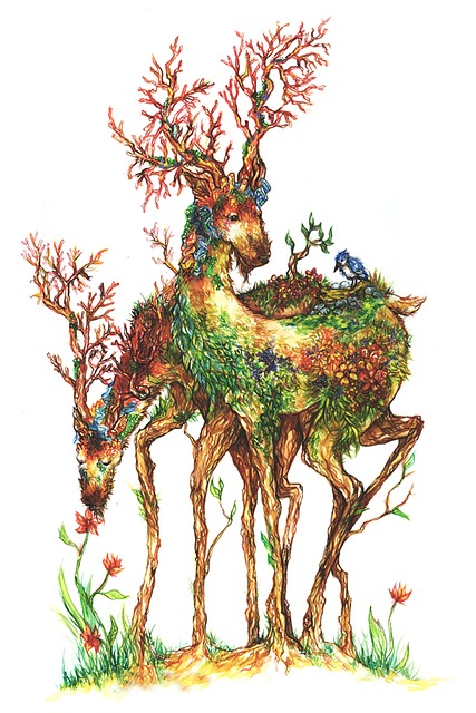 Free deer nature forest illustration