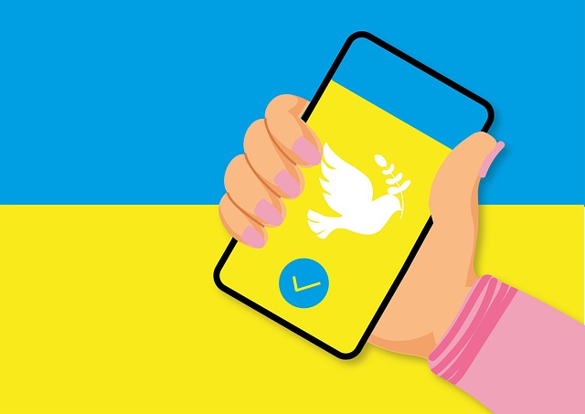 Free mobile phone monetary donation ukraine illustration