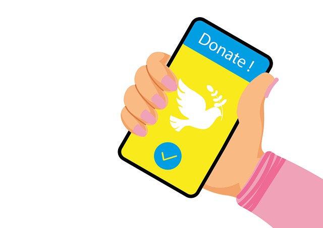 Free mobile phone monetary donation ukraine illustration