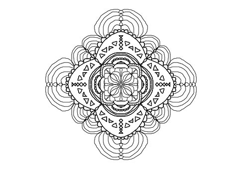 Mandala, Model, Sort, Hvid, Dekorative