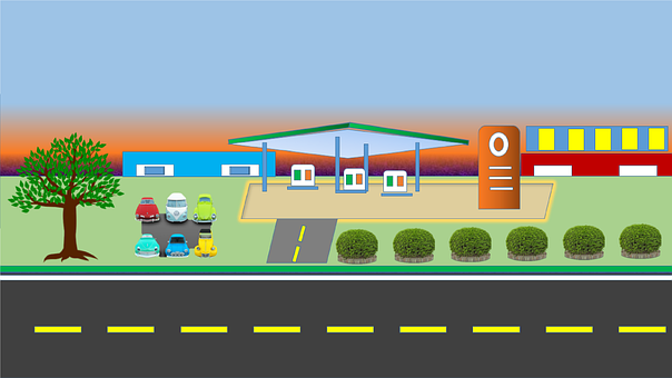Tankstelle, Autobahn, Hintergrund
