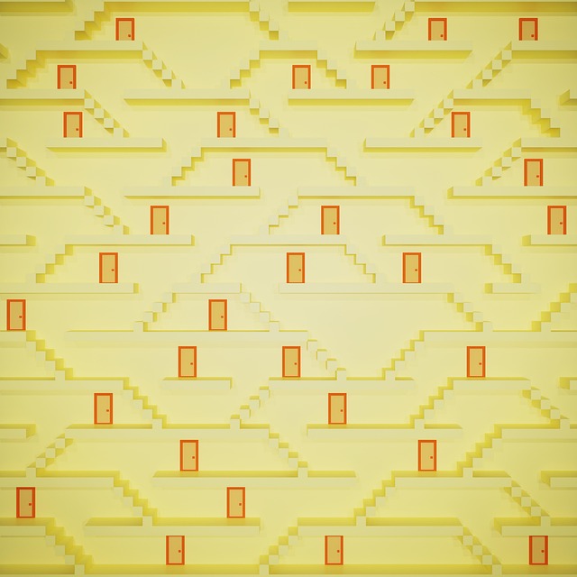 Free maze stairs doors illustration