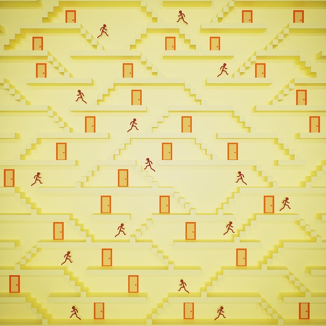 Free maze stairs doors illustration