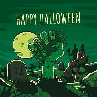 Halloween, Zombie, Grav, Postkort
