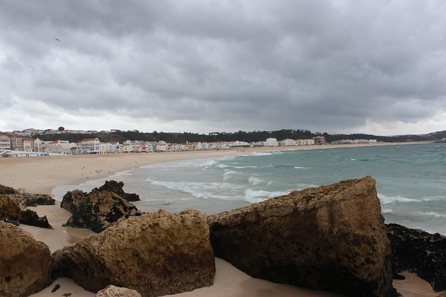 Portugal, Strand, Overskyet, Skyet Dag