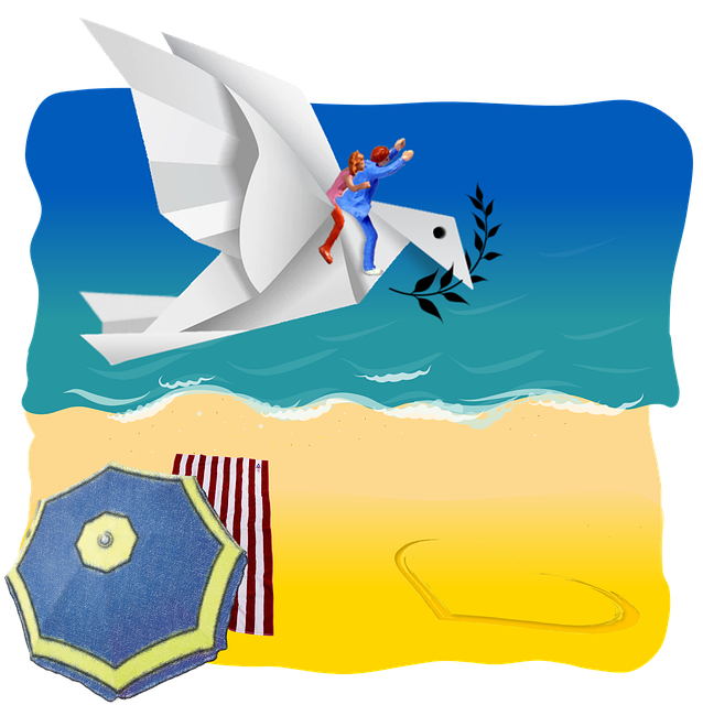 Free miniature figures dove of peace origami illustration