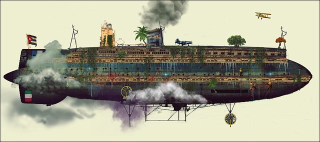 Free airship steampunk fantasy illustration
