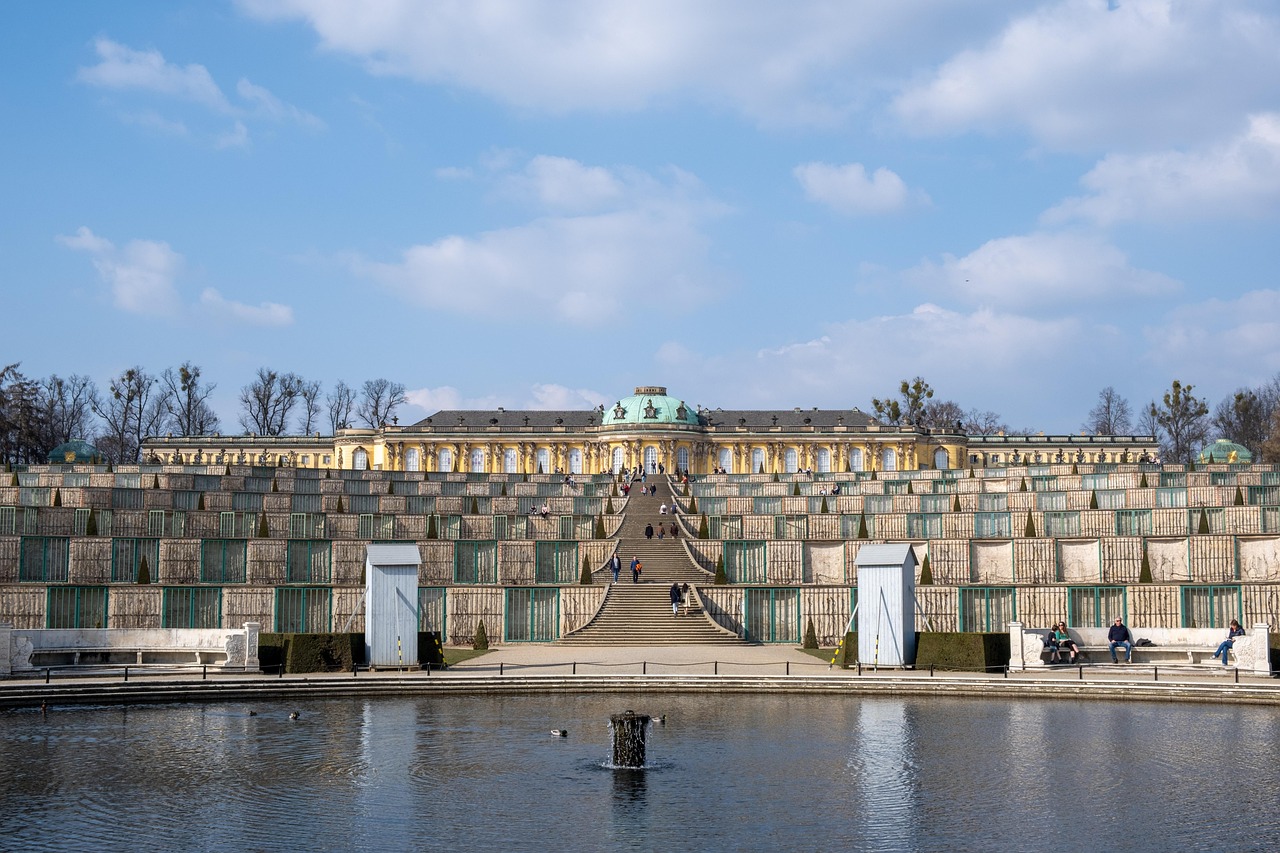 Potsdam palace landscape surrounded by lakes and gardens near Berlin