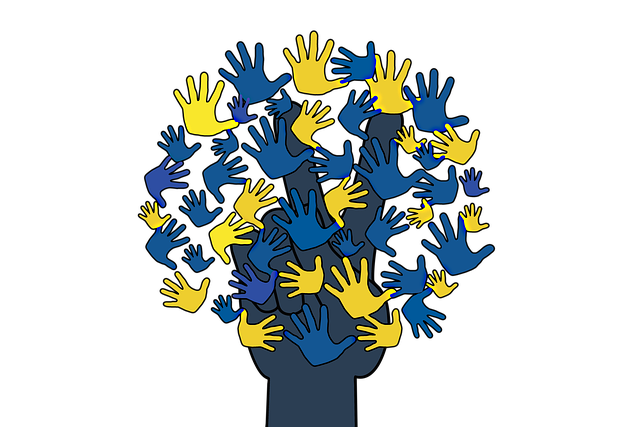 Free volunteer volunteering ukrainian national colors illustration