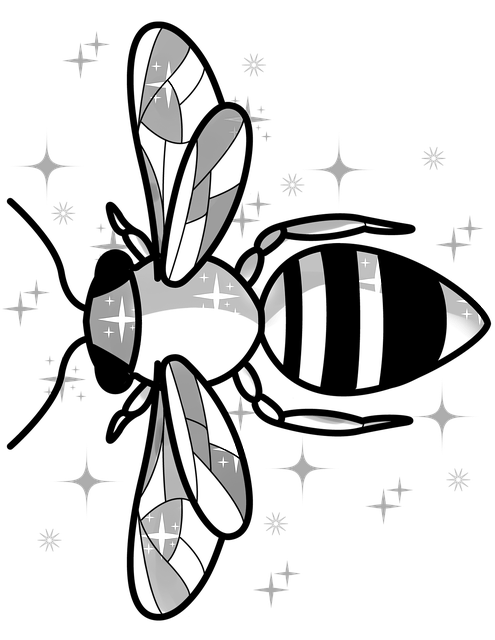 Free bee insect monochrome illustration