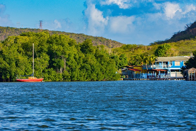 Boot, Bucht, Haus, Meer, Natur, Strand