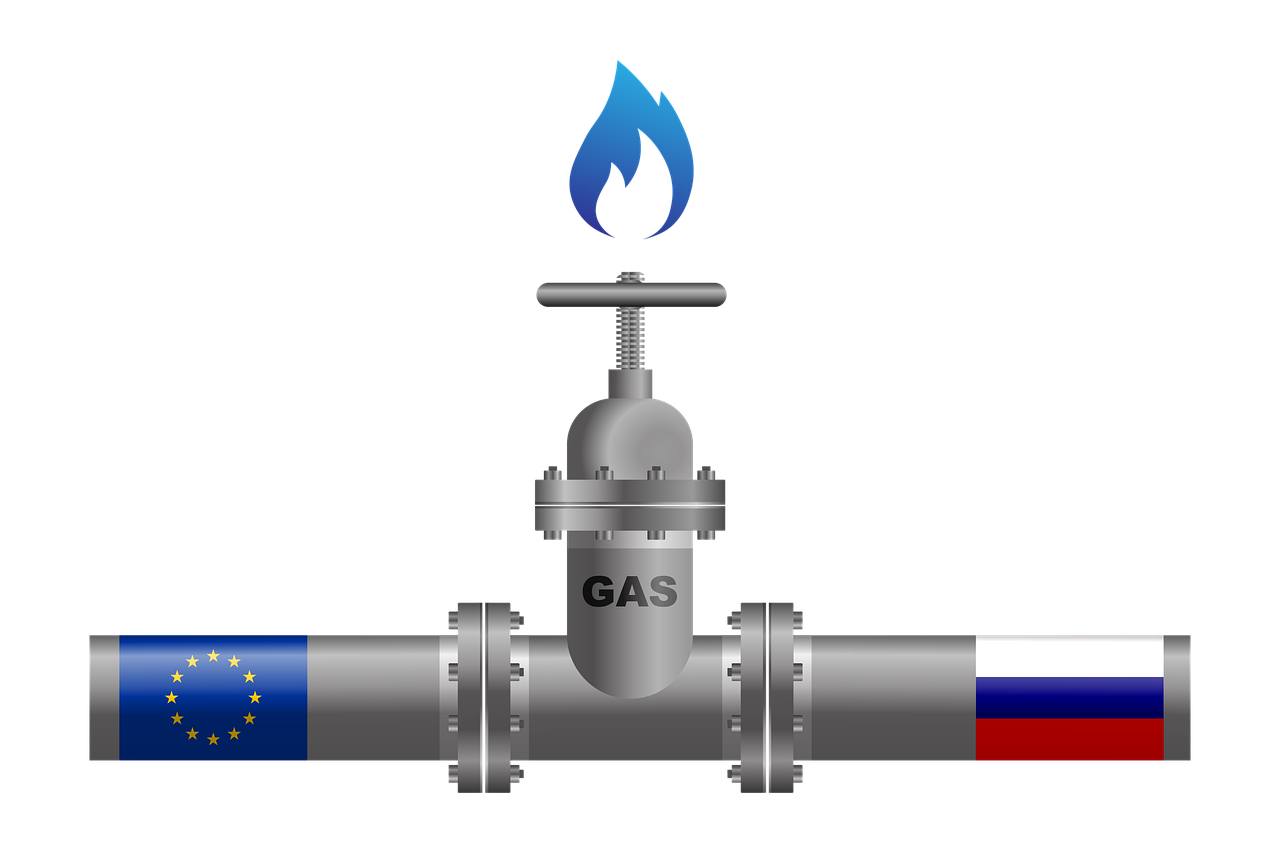 Download European Union, Gas Prices, Russian Flag. RoyaltyFree Stock