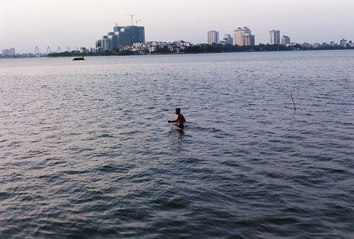 Tarde, Pesca, Lago Del Oeste, Hanoi