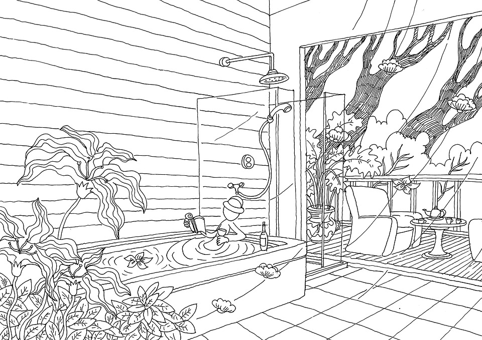 Download Line Art, Cartoon, Bathroom. Royalty-Free Stock Illustration ...