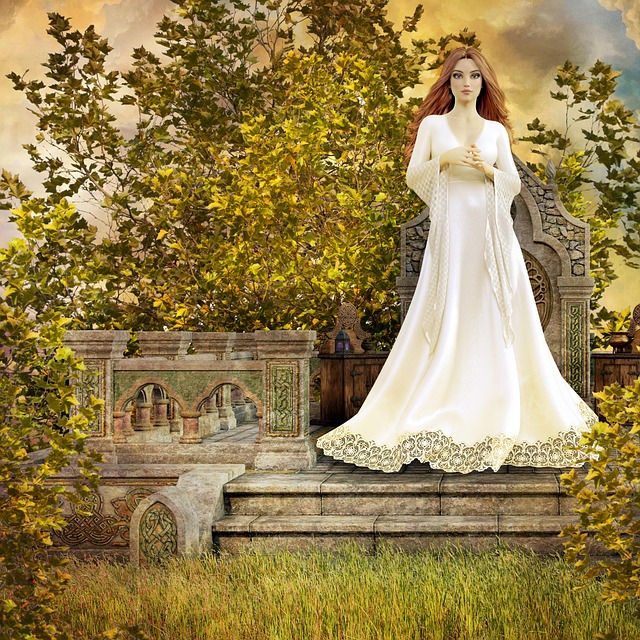Free woman fantasy garden illustration