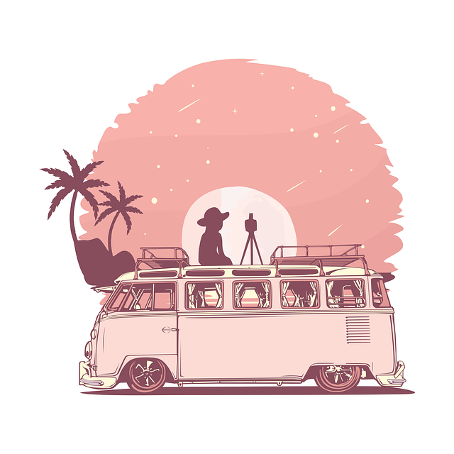 Free van sunset landscape vector