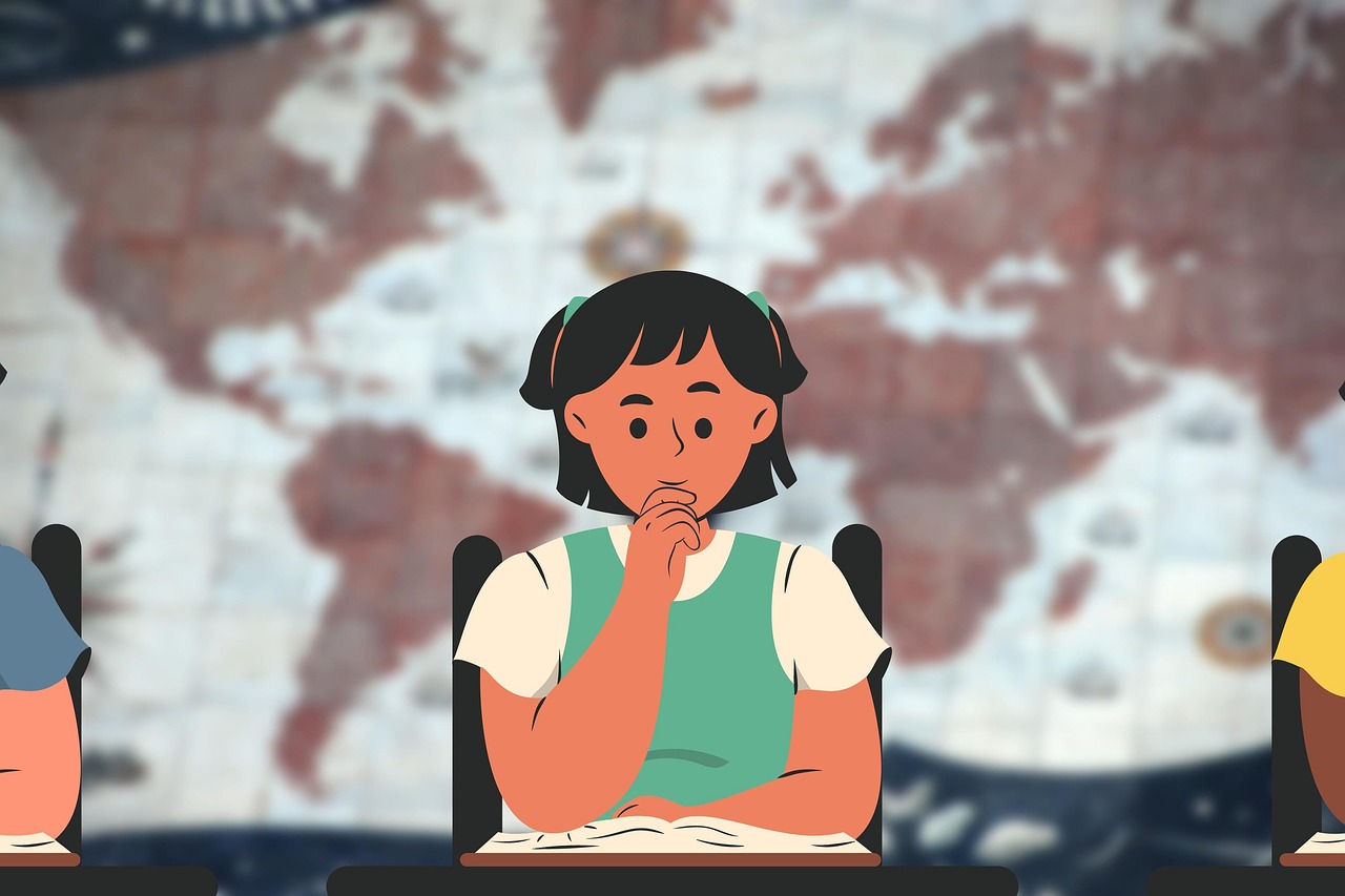 Free school student studying illustration