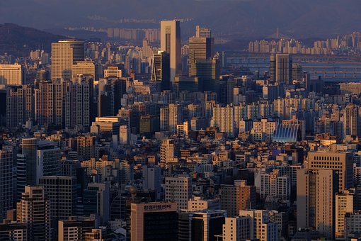 Oraș, Seoul, Apus De Soare, Peisaj