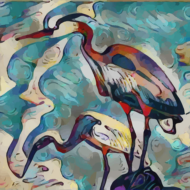 Free birds herons painting illustration