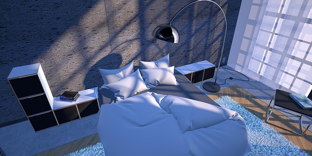 Free bedroom interior design 3d render illustration