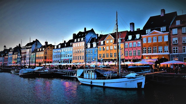 Nyhavn, Copenhague, Velada, Tarde, Noche