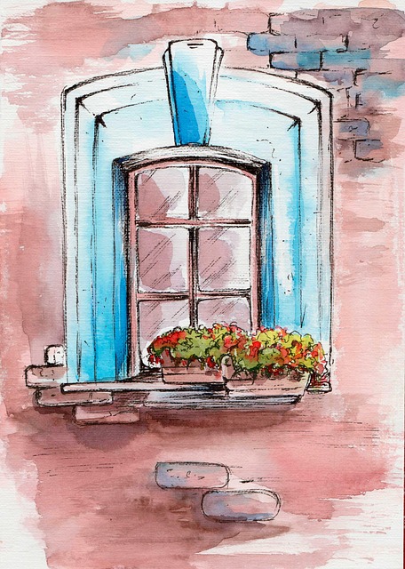 Download free HD stock image of Window House Free window house watercolor painting illustration