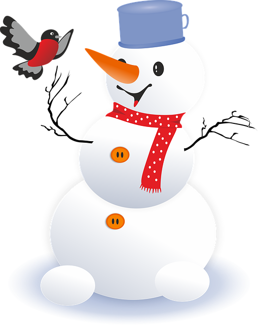 Free snowman christmas bullfinch illustration