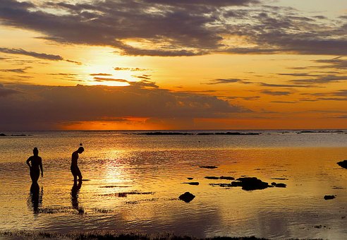 Meer, Sonnenuntergang, Küste, Wolken