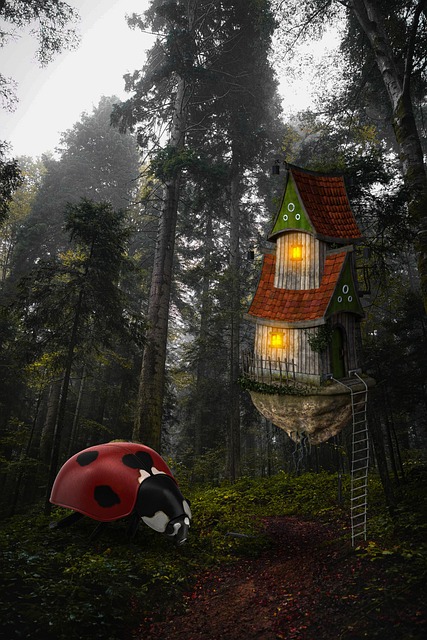 Árboles, Naturaleza, Escarabajo, Casa