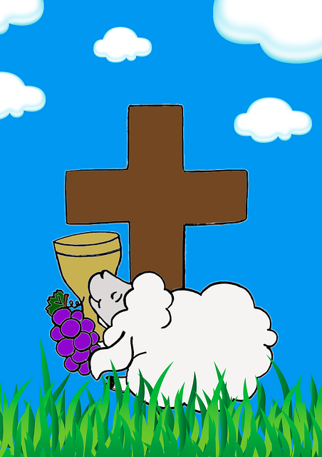 Free easter religion cartoon lamb illustration