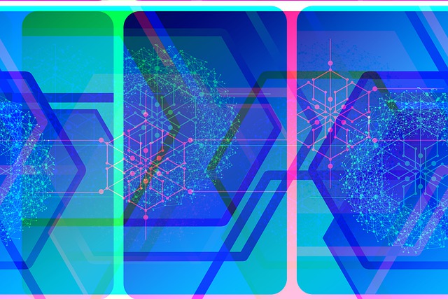 Free blockchain hexagons honeycomb illustration