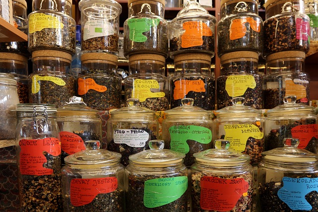Ladengeschäft, Tee, Gläser