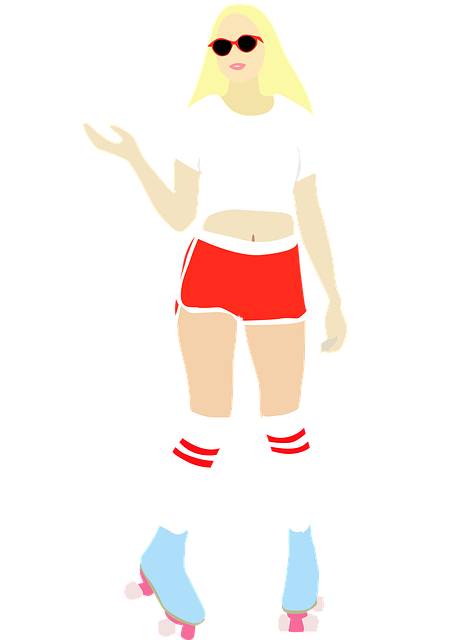 Free woman roller skating activity illustration