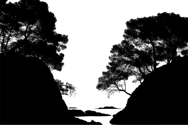 Free beach valley silhouette vector