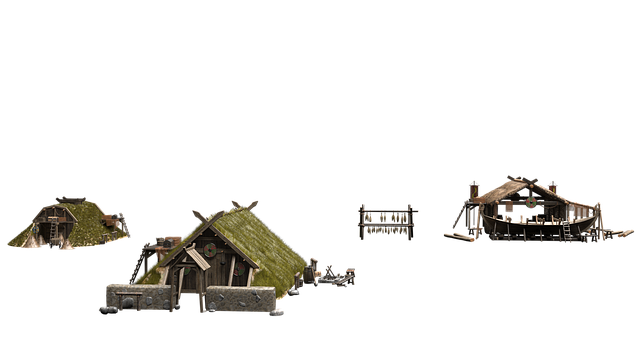 Free viking town village illustration