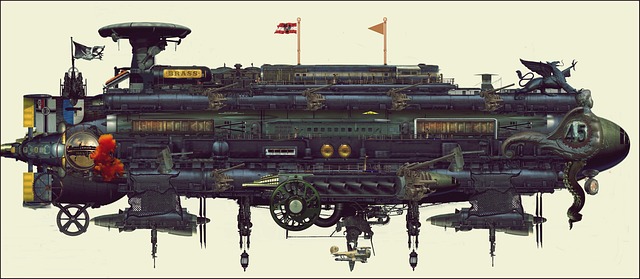 Free airship steampunk fantasy illustration