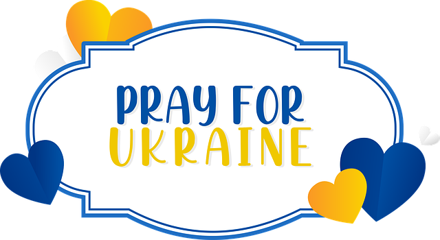 Free pray for ukraine label template vector