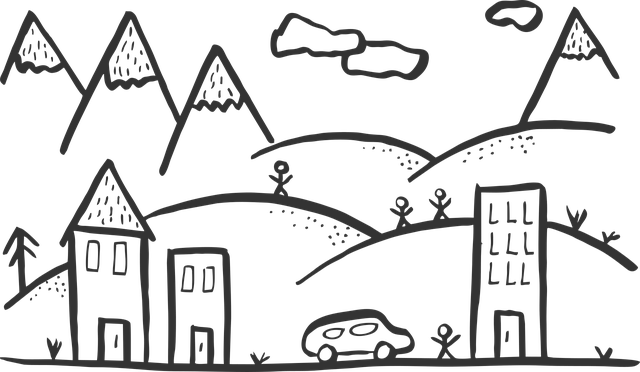 Free village people mountains vector