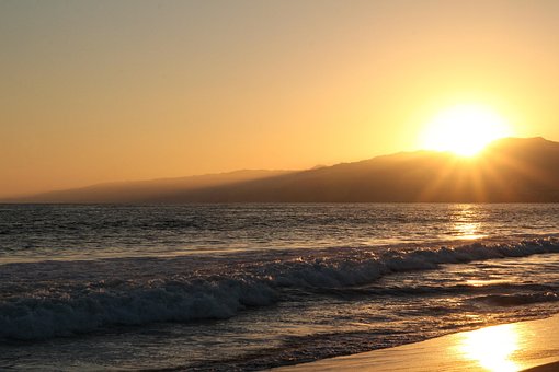 Ocean, Mare, Apus De Soare, Nisip, Seara