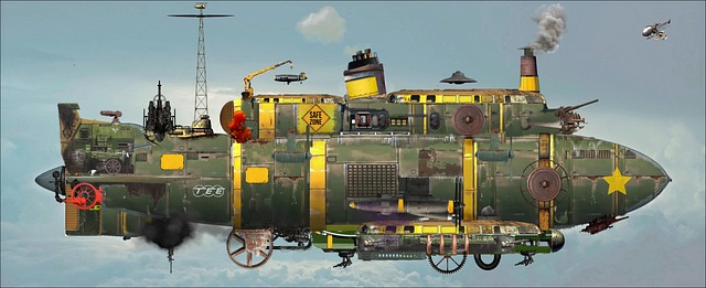 Free airship steampunk fantasy illustration