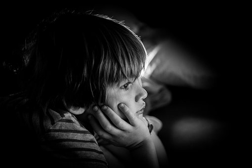 Kid, Child, Portrait, Black And White