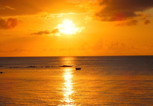 Sonnenuntergang, Dämmerung, Strand