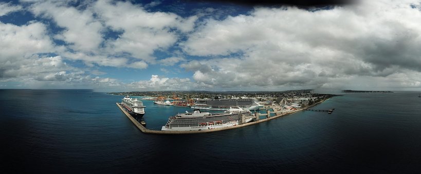 Navio De Cruzeiro, Porta, Mar, Costa