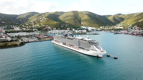 Navio De Cruzeiro, Porta, Mar, Costa