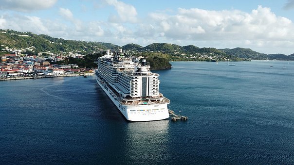 Navio De Cruzeiro, Porta, Mar, Costa