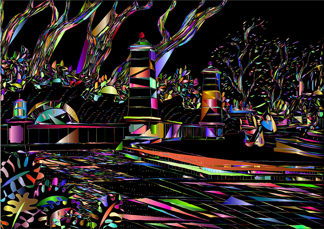 Free park garden courtyard illustration