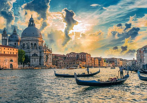 Italien, Sonnenaufgang, Kanal, Venedig