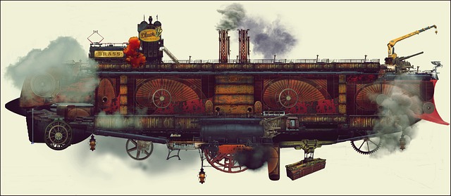 Free airship steampunk fantasy illustration