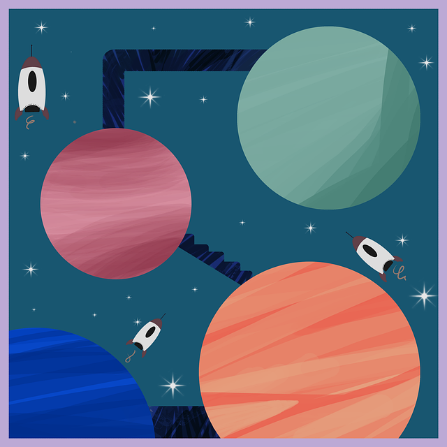 Free planets cosmos rocket illustration